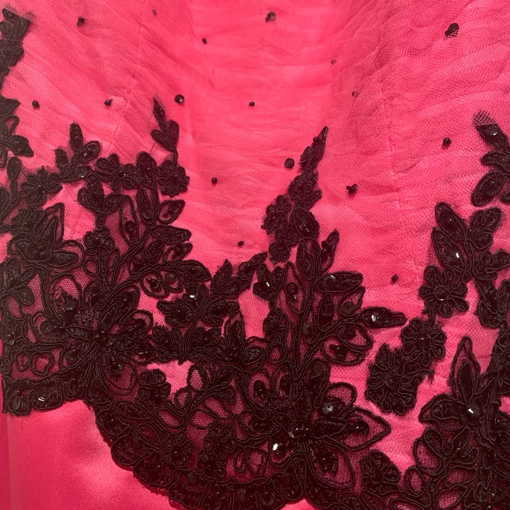 Hannah S Strapless Pink & Black Ball Gown - Picture 2 of 7
